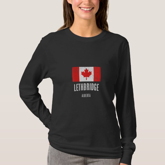 Camiseta Cidade De Mulheres De Lethbridge Canadá Bandeira M (Frente)
