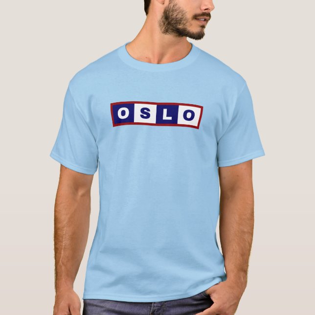 Camiseta Cidade de Oslo, Design mínima da Noruega (Frente)