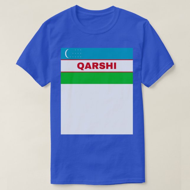 Camiseta Cidade de Qarshi, Bandeira do Usbequistão (Frente do Design)