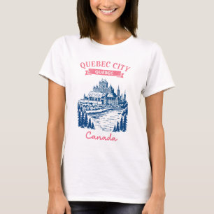 Camiseta Cidade de Quebec Canadá Arte Urbana Pastel Adoráve