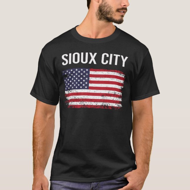 Camiseta Cidade de Sioux, Bandeira Americana (Frente)