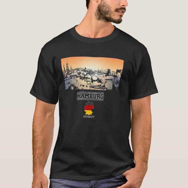 Camiseta cidade de Souvenir, cidade de Skyline na Alemanha, (Frente)