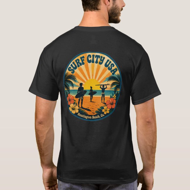 Camiseta CIDADE DE SURFE EUA (Retro dos anos 70)  (Verso)
