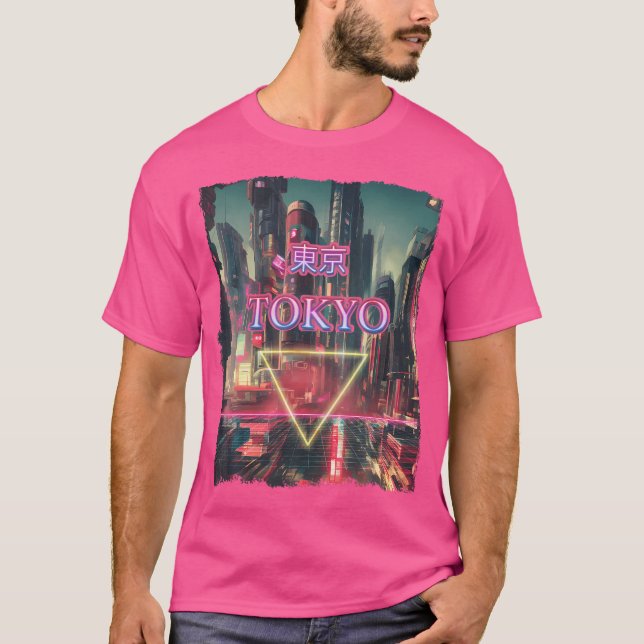 Camiseta Cidade de Tóquio Vaporwave Cyberpunks Japonês Futu (Frente)