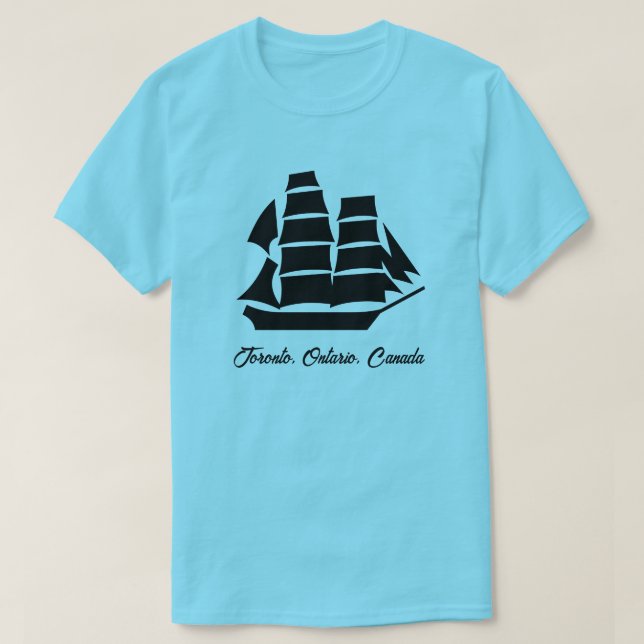 Camiseta Cidade de Toronto em Ontário, Canadá - Navio à Vel (Frente do Design)
