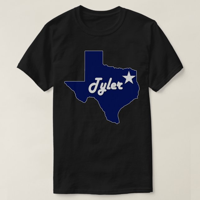 Camiseta Cidade de Tyler Texas Lone State Map Marinho Blue (Frente do Design)