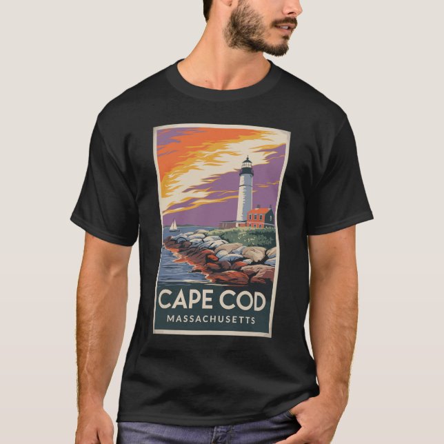 Camiseta Cidade do Cabo de Massachusetts Ilustração Viagem  (Frente)