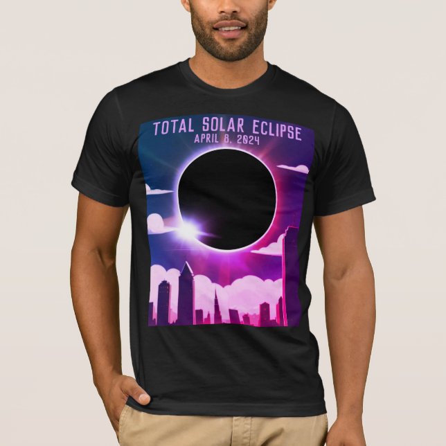 Camiseta CIDADE do eclipse solar total 8 de abril de 2024 l (Frente)