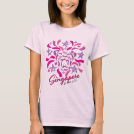 Camiseta Cidade do Leão de Cingapura (Bonito Rosa)