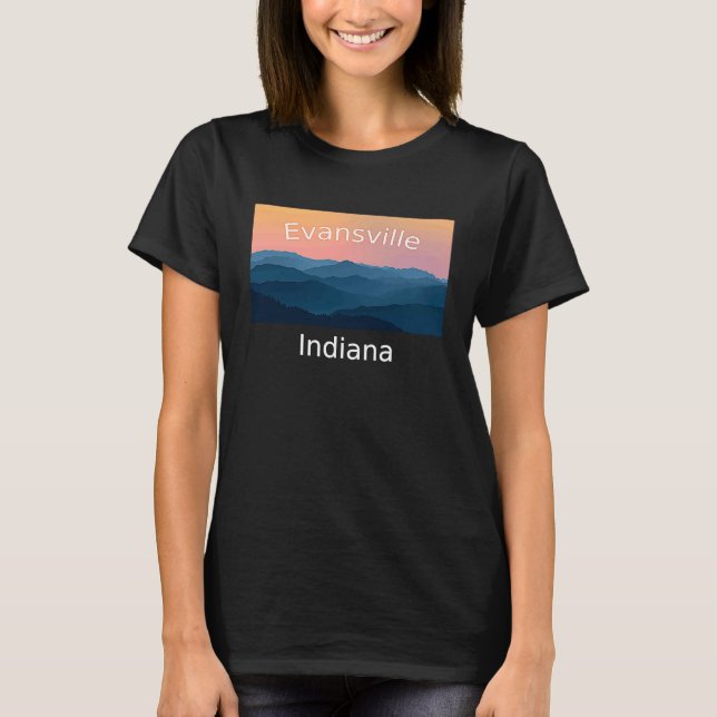 Camiseta Cidade do pôr do sol em Indiana em Evansville (Frente)