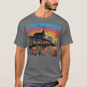 Camiseta Cidade do Quebec Cena de pôr do sol no Canadá