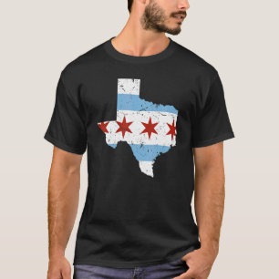 Camiseta Cidade do Texas Chicago Flag Grunge Viajando no Su