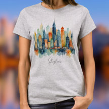 Cidade em Aquarela Silhueta Moderno Resfriar Gráfi