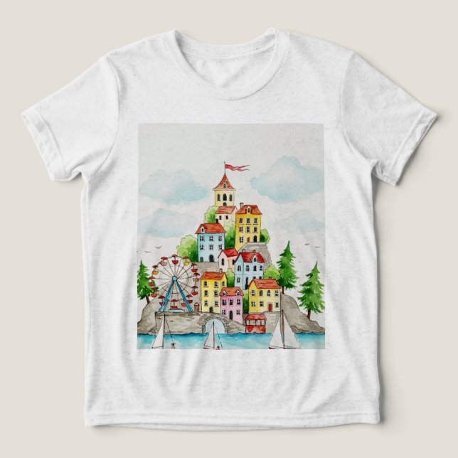Camiseta Cidade em uma ilha (Design frontal)