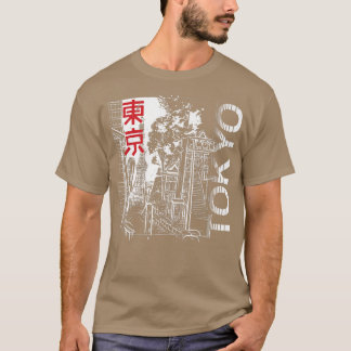 Camiseta Cidade Japonesa de Tóquio - Linha do Skyline Retro