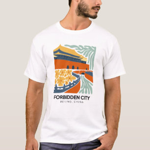 Camiseta Cidade Proibida, Pequim, China, viagem de arte flo