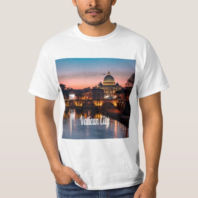 Camiseta Cidade vaticano À Noite Igreja Católica Romana (Frente)