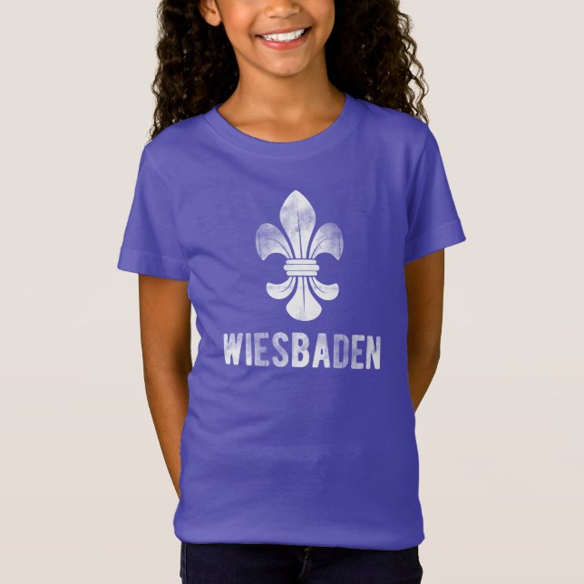 Camiseta Cidade Wiesbaden, Alemanha. Açucenas brasões (Frente)