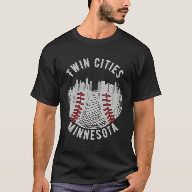 Camiseta Cidades Gêmeas Mn Baseball Skyline Rua Paul- (Frente)