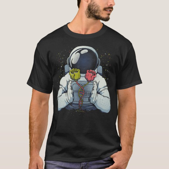 Camiseta Ciência Astronauta DNA Rosas por Tobe Fonseca (Frente)