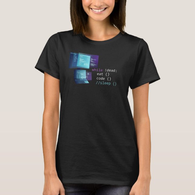 Camiseta Ciência da Computação Programador Python Comer Cód (Frente)