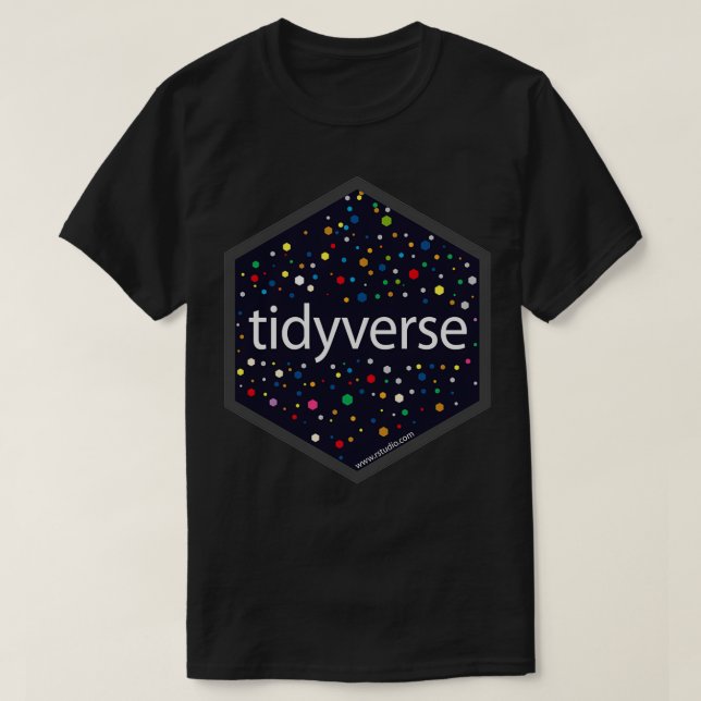Camiseta Ciência de Dados do RStudio do Tidyverse (Frente do Design)