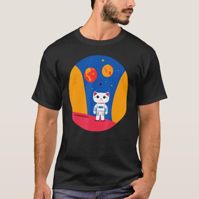 Camiseta Ciência de planetas de exploração de gatos espacia (Frente)