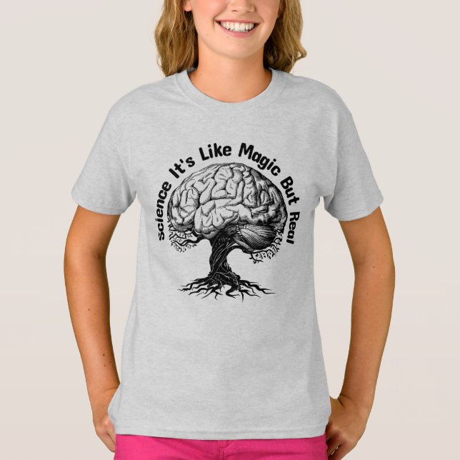 Camiseta ciência é como mágica mas real (Frente)