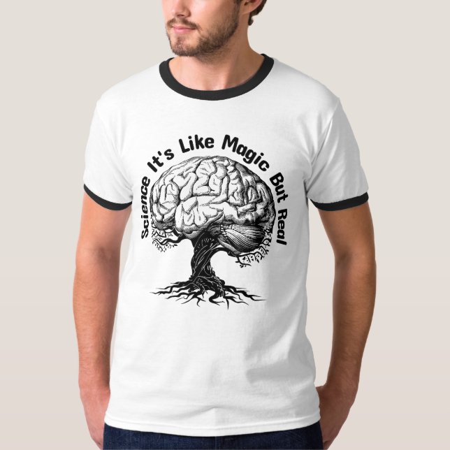 Camiseta ciência é como mágica mas real (Frente)