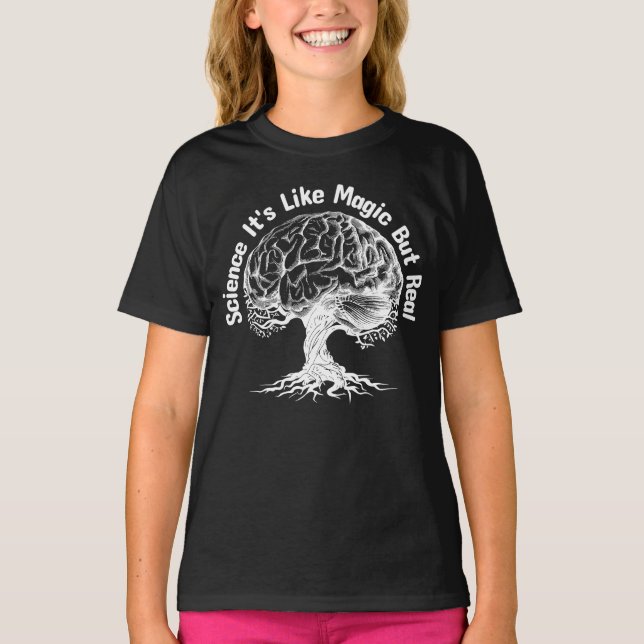 Camiseta ciência é como mágica mas real (Frente)