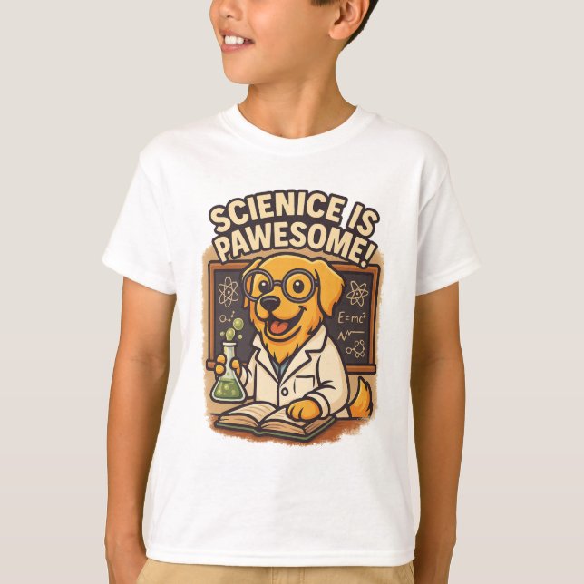 Camiseta Ciência é incrível - Cientista Canino (Frente)