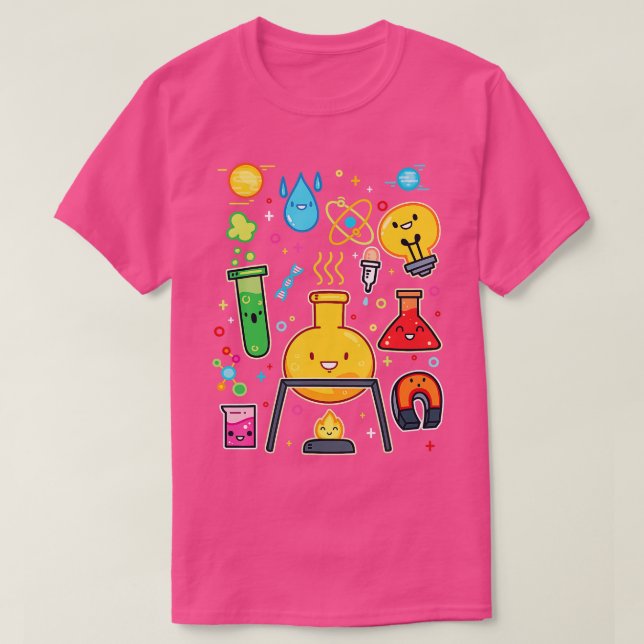 Camiseta Ciência é incrível: elementos de química fofos cad (Frente do Design)