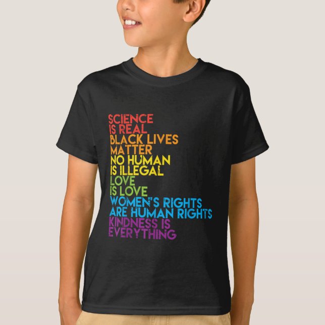 Camiseta Ciência é real Black Lives Rainbow Lgbt Pride Blm (Frente)