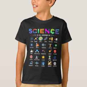 Camiseta Ciência Está Ao Nosso Redor Alfabeto A-z Stem Prof