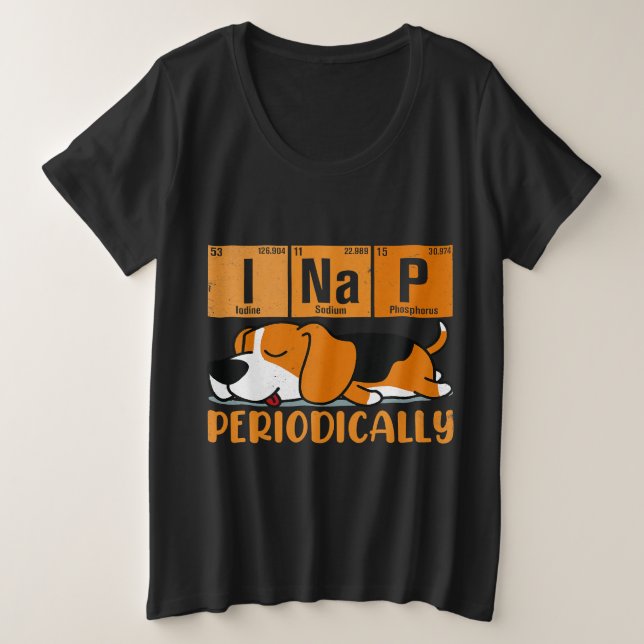 Camiseta Ciência I Nap Mesa Periódica Meh Beagle Dog (Frente do Design)