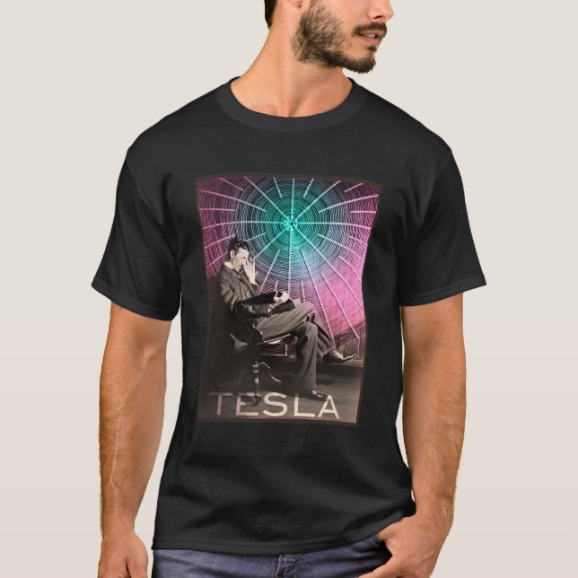 Camiseta Ciência Inspiradora De Energia Elétrica De Nikola  (Frente)