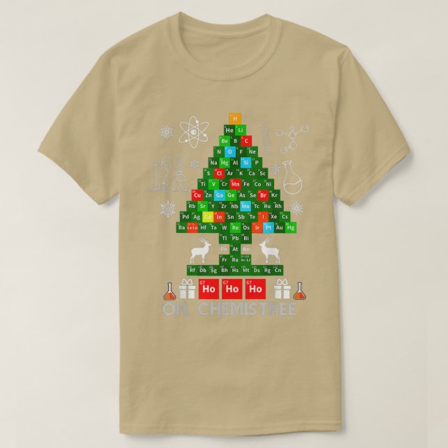Camiseta Ciência Natal Oh Química Química Árvore Química  (Frente do Design)