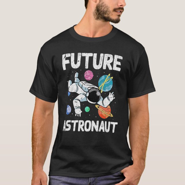 Camiseta Ciência Unificada Planetas Espaciais Crianças Futu (Frente)