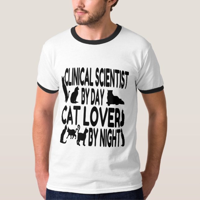 Camiseta Cientista Clínico do Gato Lover (Frente)