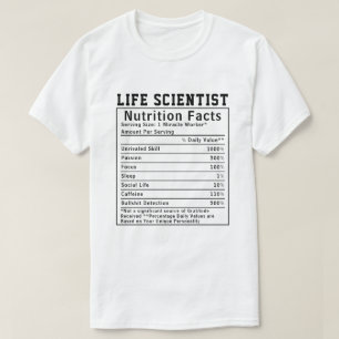 Camiseta Cientista da Vida Engraçado Fatos Nutricionais Eco
