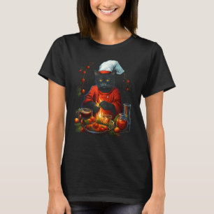 Camiseta Cientista de Alimentos Natal Gato Chef Cozinhando