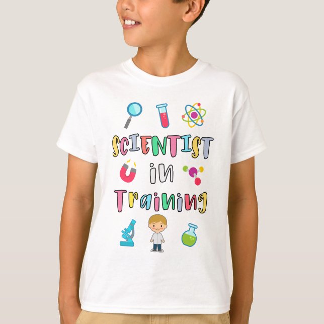 Camiseta Cientista em Treinamento para Jovens Cientistas (Frente)