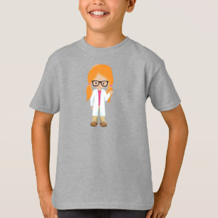 Camiseta Cientista, Garota Bonita, Cabelo Laranja