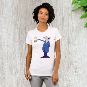 Camiseta Cientista Louco Segurando Béquer Ciência Divertida