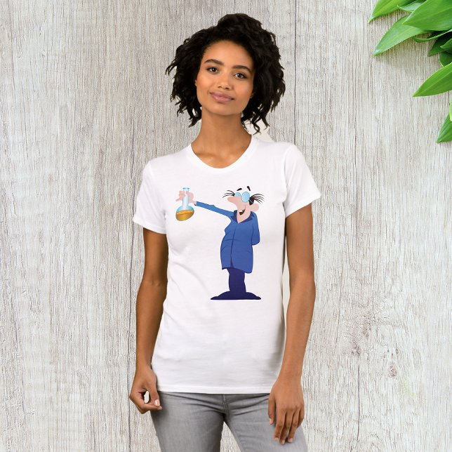 Camiseta Cientista Louco Segurando Béquer Ciência Divertida (Criador carregado)