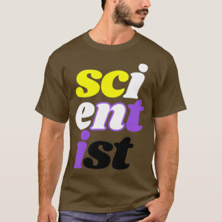 Camiseta cientista não binário vertical sem borda