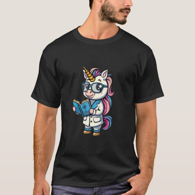 Camiseta Cientista Unicórnio Fofo (Frente)