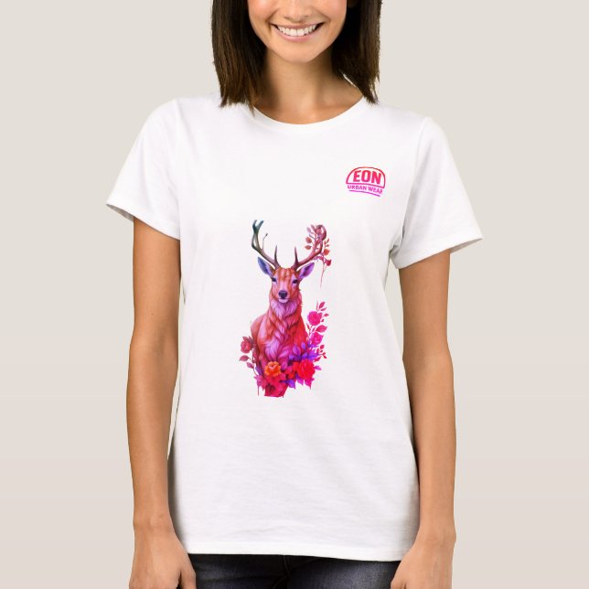 CAMISETA CIERVO ENTRE HOJAS (Frente)