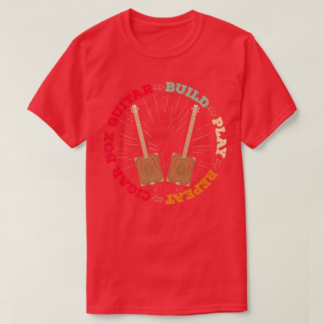 Camiseta Cigar Bo Guitar Build Play Repeat199 (Frente do Design)