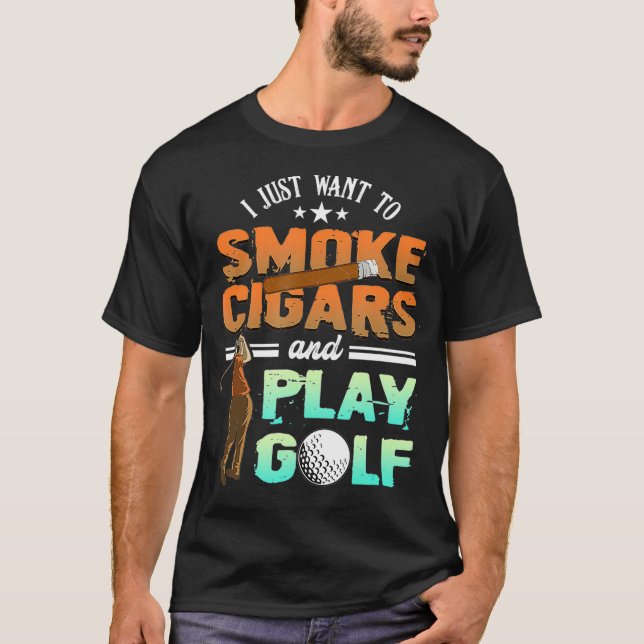 Camiseta Cigarro Para Fumar E Jogar Golfe Cigarro Para Fuma (Frente)